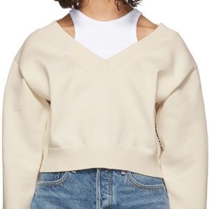Alexander Wang Bi-Layer Cropped V-Neck Sweater Sm